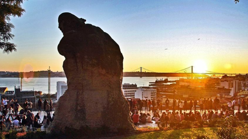 Sunset at the Santa Catarina Viewpoint in Lisbon